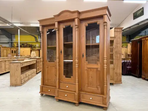 Originale Vitrine Säulen Glasvitrine Bücherschrank Bauernvitrine Antik Bauernkas