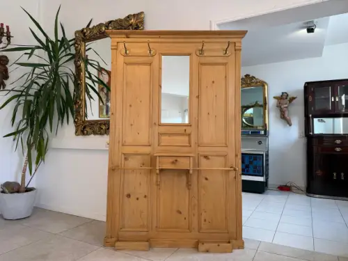 Bäuerliche Gründerzeit Garderobe Kleiderablage Weichholz Antik G1048-1