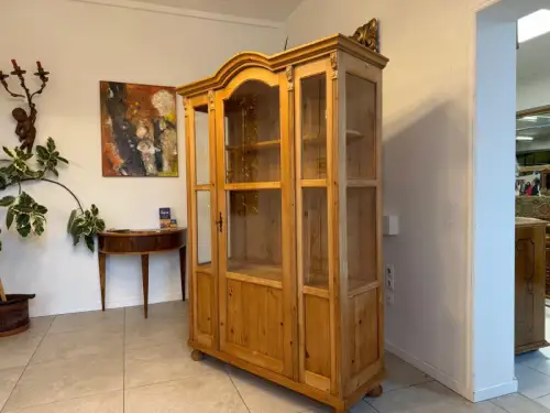 Bäuerliche Vitrine Bauernvitrine Bauernschrank Naturholz Weichholz Antik & Alt D