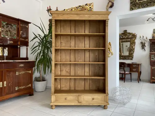 Antikes Bücherregal Regal Stellage Gründerzeit Bücherschrank Naturholz G1165