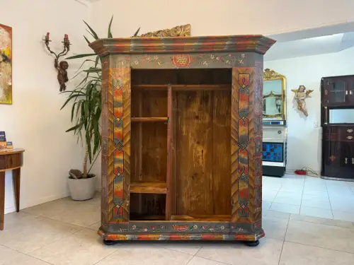 Handbemaltes Bauernregal Bücherregal Tirol Bauernkasten Reiterkasten D1071