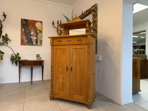 Bäuerliches Vertiko Bücherschrank Aufsatzschrank Weichholz Antik D1064-1