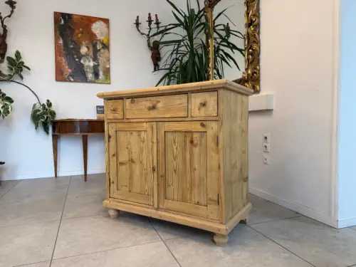 Bäuerliche Gründerzeit Anrichte Antik Kommode Naturholz Weichholz D1078