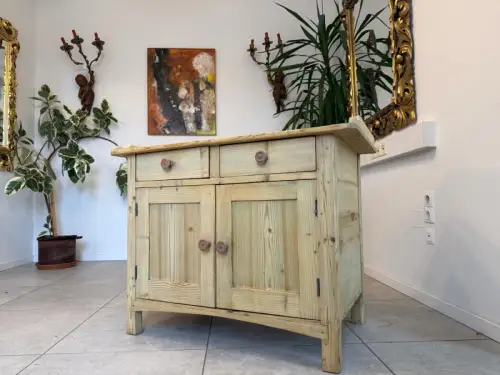 Bäuerliche Wickelanrichte Kommode Naturholz Antik & Alt D1075