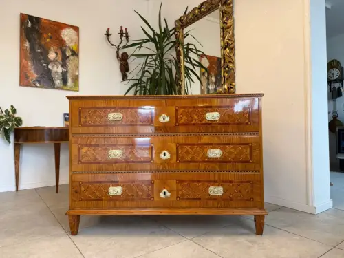 Restaurierte Marketierte Barock Ladenkommode Original Nussfurniert Antiquität D1