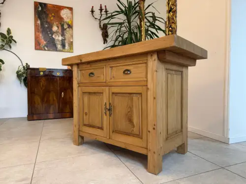 Urige bäuerliche Bar Altholz Vintage Verkaufstheke Schneidertisch D1114