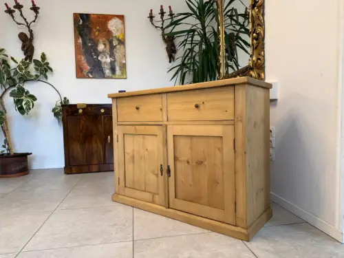 Bäuerliche Anrichte Laden Kommode Laden Kasterl Antik Weichholz D1126