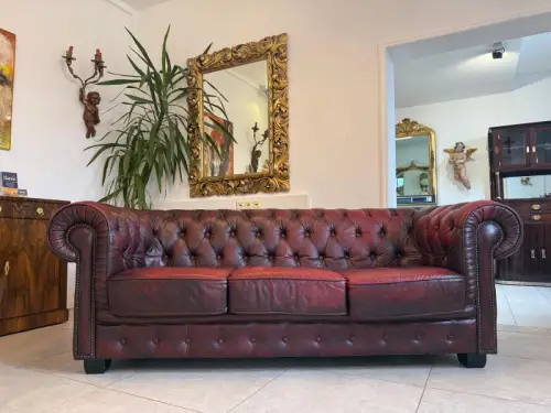 Chesterfield 3er Clubsofa Diwan Couch Oxblood Kultmöbel D1139