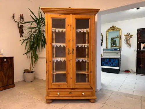 Bäuerlichee Bücherschrank Vitrine Bauernvitrine Bauernschrank Naturholz Büchersc