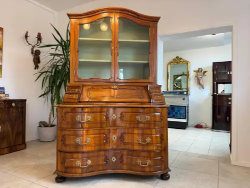 SALE Originale Aufsatzvitrine Aufsatzkommode Vitrine Antiquität Nussholz  D1146