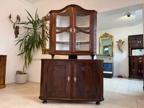 Originale Eckanrichte Eckvitrine Eckmöbel Barock Antiquität D1141