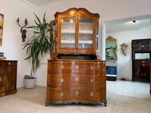 Originaler barocke Aufsatzvitrine Aufsatzkommode Vitrine Antiquität Tabernakl D1