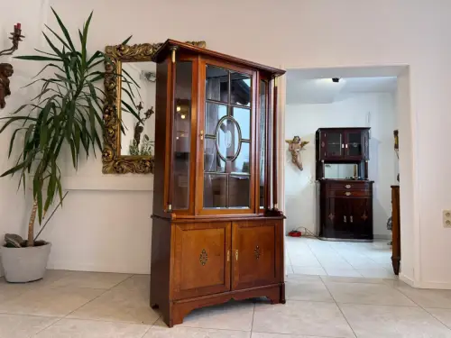 SALE Originale Jugendstil Säulenschrank Bücherschrank Vitrine Antiquität  D1151