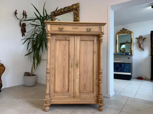 Bäuerliches Gründerzeit Säulen Vertiko Bücherschrank Halbschrank Bauernschrank D