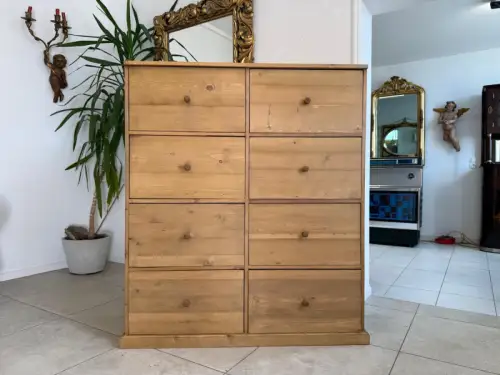 Bäuerliche 8 Ladenkommode Apothekerschrank Altholzkommode Weichholz Antik D1183