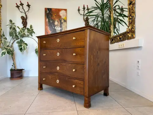 Biedermeier Schreibkommode Eichenholz Antiquität Antikmöbel Restauriert D1174
