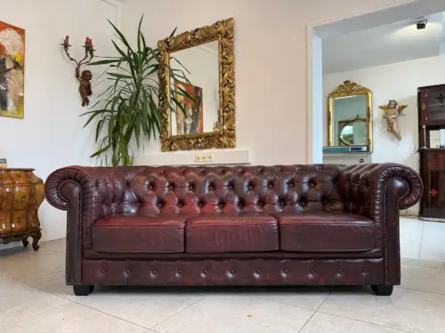 Chesterfield 3er Clubsofa Diwan Couch Oxblood Kultmöbel Classik D1171