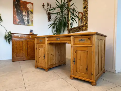 Bäuerlicher Jugendstil Schreibtisch Sekretär Naturholz Antik Alt Weichholz D1208