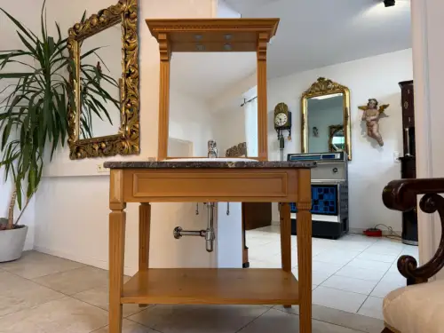 Waschtisch Set Spiegel Anrichte Weichholz Antik D1206