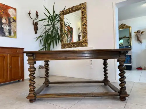 Barock Tisch Esstisch Antik Refektoriumtisch Antiquität Auszugtisch D1213
