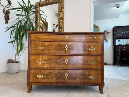 Authentische Biedermeier Kommode 3 Ladenkommode Nussholz Antiquität D1211