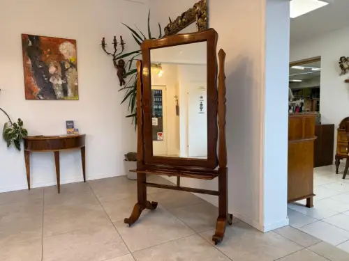 Restaurierter Biedermeier Schneiderspiegel  Nussholz Furniert Antiquität G2266