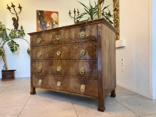 Biedermeier Kommode 4 Ladenkommode Nussholz Antiquität Restauriert D1217