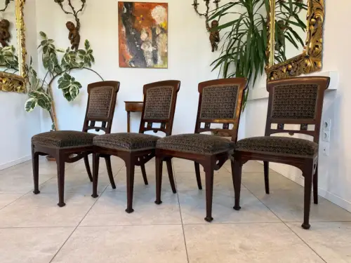 Originale Jugendstil 4er Gruppe Sessel Stuhl Jugendstil D1230