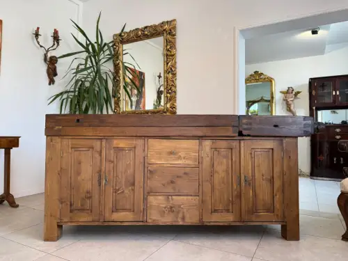 Historische Hobelbank Werkbank Pult Tresen Ladenschrank Designerstück D1255
