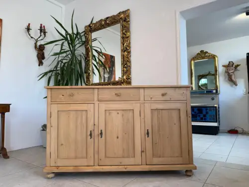 Bäuerliche Jugendstil  Anrichte Antik Kommode Naturholz Weichholz D1253