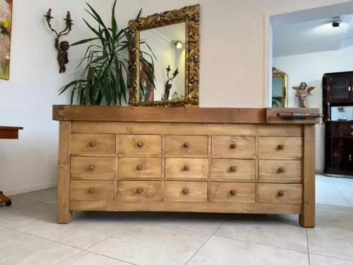 Antike massivholz Hobelbank Werkbank Pult Thresen Landhausmöbel Weichholz  D2276