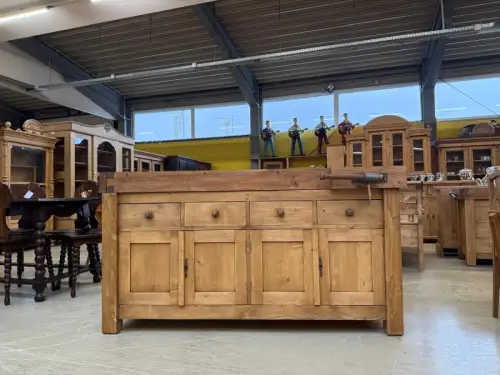 Hobelbank,Werkbank Ladentisch Antik Massivholz Thresen D2274