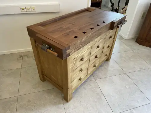 Hobelbank,Werkbank Ladentisch Antik Massivholz D2275