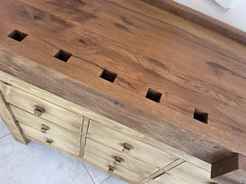 Hobelbank,Werkbank Ladentisch Antik Massivholz D2275