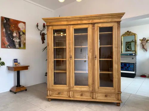 Bäuerliche Vitrine Bauernvitrine Naturholz Bücherschrank D2288