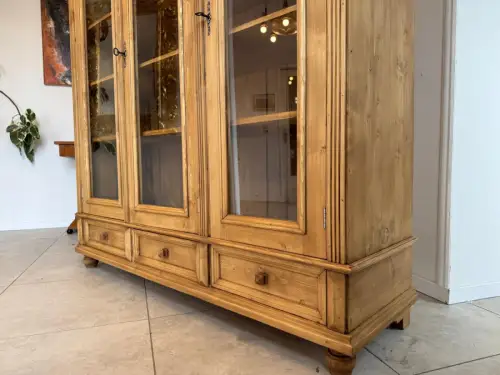 Bäuerliche Vitrine Bauernvitrine Naturholz Bücherschrank D2288
