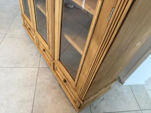 Bäuerliche Vitrine Bauernvitrine Naturholz Bücherschrank D2288