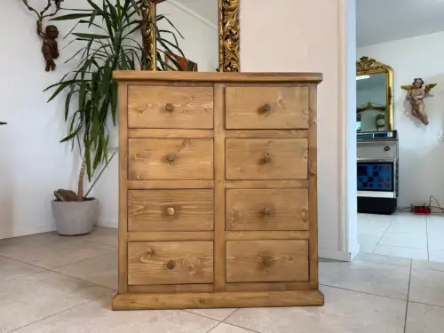 Bäuerliche 8 Ladenkommode Apothekerschrank Altholzkommode Weichholz D2307
