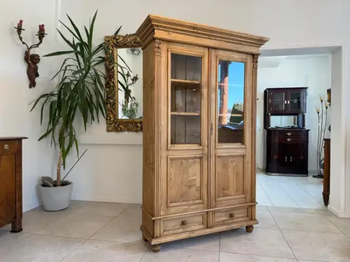 Bäuerliche Vitrine Bauernvitrine Bücherschrank Bauernschrank Glasschrank D2327