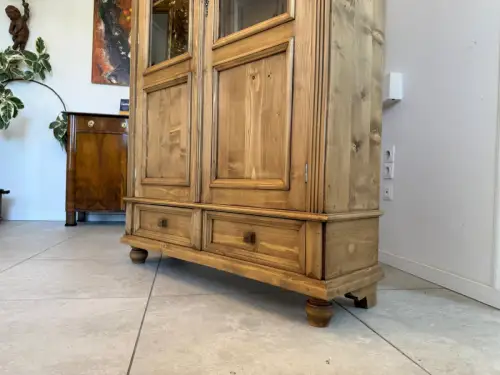Bäuerliche Vitrine Bauernvitrine Bücherschrank Bauernschrank Glasschrank D2327
