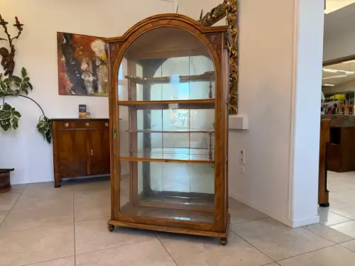 Spätbiedermeier Vitrine Bücherschrank Nussholz Original D2326