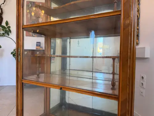 Spätbiedermeier Vitrine Bücherschrank Nussholz Original D2326