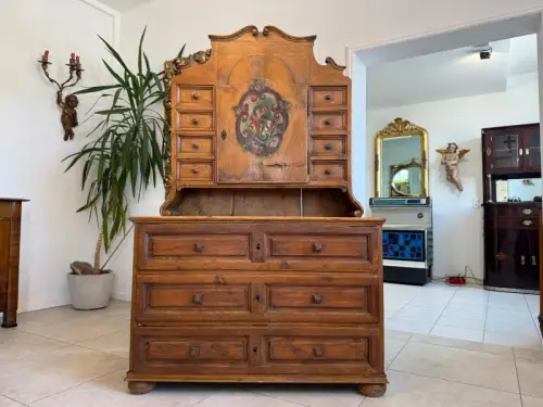 Bäuerlicher Bücherschrank Vitrine Bauernvitrine Bauernschrank Naturholz D2323