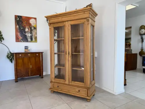 Bäuerliche Vitrine Bauernvitrine Bücherschrank antik Bauernschrank D2348