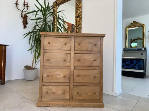 Bäuerliche 8 Ladenkommode Apothekerschrank Altholzkommode Weichholz D2341