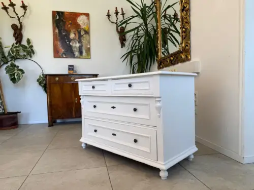 Bäuerliche Gründerzeit Anrichte Sideboard Kommode Naturholz  Weiss D2340