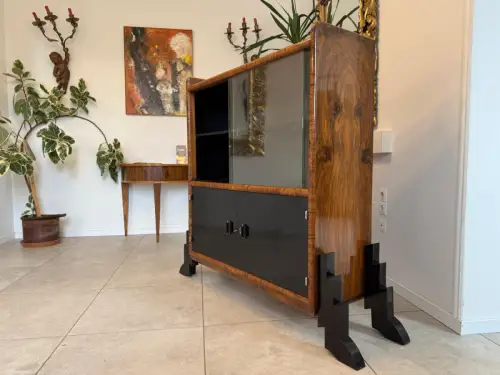 Altrestaurierte Art Deco Vitrine Glasschrank Bücherschrank G2272