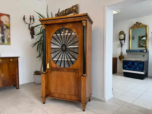 Empire Vitrine Sonnenvitrine Bücherschrank Bibliotheksschrank Nussholz D2355