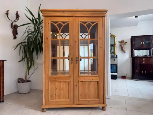 Bäuerliche Vitrine Bauernvitrine Bücherschrank antik Bauernschrank Glasschrank D