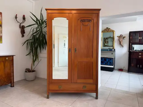 Jugendstil Schrank Kleiderschrank Spiegelschrank D2357